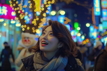 Beautiful young girl looks positive and engaging scenic environment. Enthusiastic girl captures spirit of youth joyful expression. Enthusiasm and beauty captured reflections of internal happiness