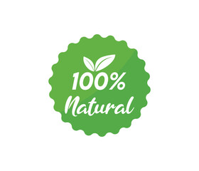 100% natural sticker, Label or stamp 100% natural icon for products and websites