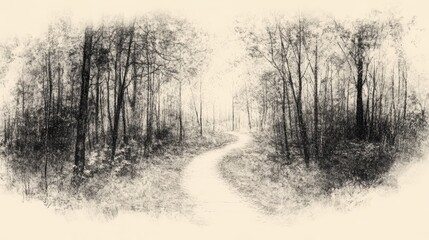 Obraz premium Biblical Illustration of a Path Winding Through a Dark Forest with Light Ahead, Representing the Righteous Journey Trusting in God's Guidance, Psalms 37
