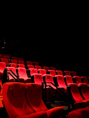 Rows of red seats in theatre