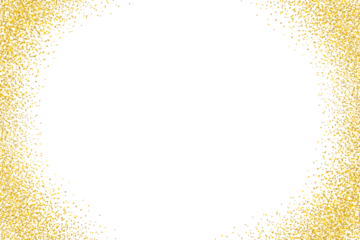 Gold glitter border frame on transparent PNG. Golden glitter particles sparkles glitter effect. Luxury dust frame isolated on white background. Mockup, template for product design elements