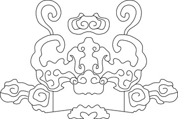 Vector sketch illustration silhouette design antique ethnic vintage chinese traditional ornament