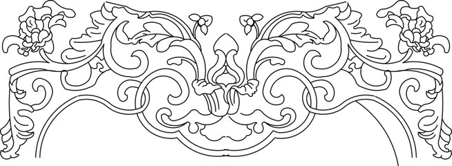 Fototapeta premium Sketch vector illustration silhouette design ornate icon logo symbol antique ethnic vintage ornament modern floral traditional chinese 