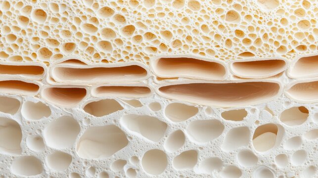 Detailed Cross-section of a Bone with Labeled Periosteum and Endosteum Layers, Educational Anatomy Illustration with Copy Space, 8K Resolution