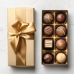 Luxury chocolate gift box on white background