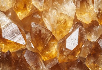 Sparkling amber quartz crystals