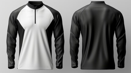 Monochrome quarter zip sweater mockup displayed in front view for design presentation