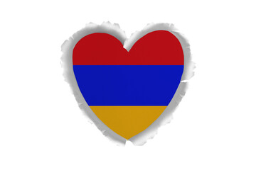 World countries. Heart- frame ripped paper on white background. Armenia