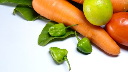 vegetables on a white background