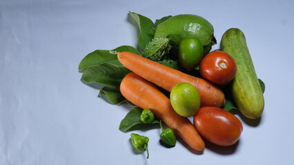 fresh vegetables on a white background