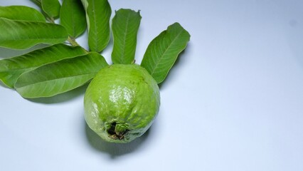 Guava on a white background with leaf
