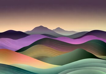 Wavy neon-colored mountains with purple and green hues and pink accents background