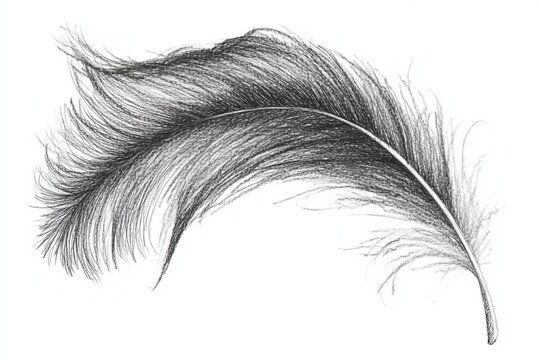 A delicate sketch of a single ostrich feather.