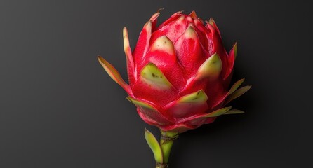 Vibrant red dragon fruit flower