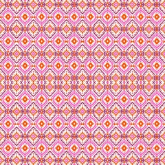Red tone ethic traditional  boho print ikat abstract background. Ethnic tribal, boho tie die colors seamless wallpaper. Motif ethnic handdrawn beautiful Ikat art. Ethnic abstract pink background