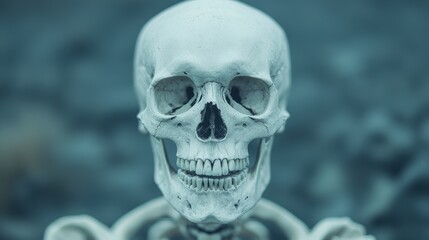 Eternal Nature: Skeletons Integrated in Mountain Range Illustrating Permanence of Earth's Elements, Copy Space, 8K High Detail