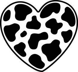 cow print pattern heart illustration
