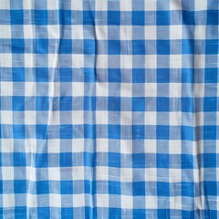 Blue and white checkered fabric pattern. Perfect for backgrounds, textiles, or fashion design projects.