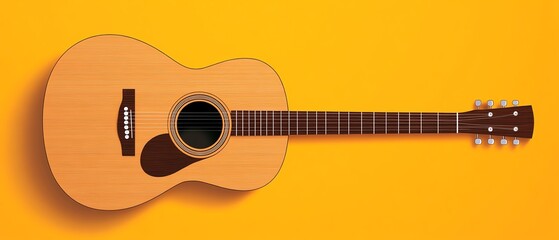 Obraz premium Acoustic guitar on a green background.