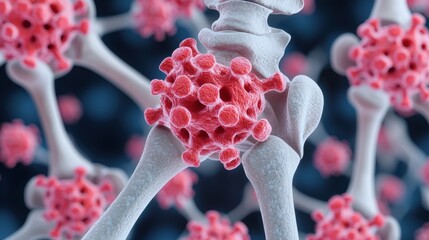 Detailed Illustration of Bone Tumors affecting Skeletal Health with Copy Space for Text, 8K Resolution