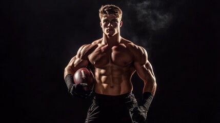 Obraz premium Portrait of muscular American football player