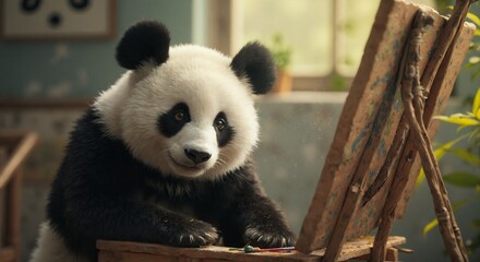 Obraz premium Cute animal wallpaper collection, Panda portrait, Close up of a giant panda's face, highlighting its iconic features