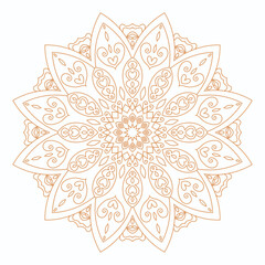 Gold mandala design for yoga, coloring book, textile, stickers isolated on white background.