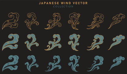 vector collection of chinese japanese wind, japanese waves