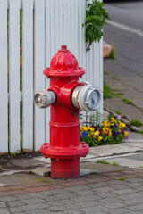Red fire hydrant on a city street in Reykjavik