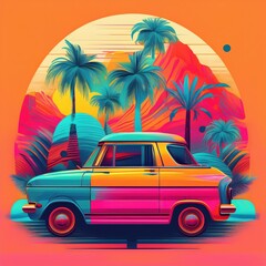 Trendy Minimalist Pop Art Illustration in Bright Colors
