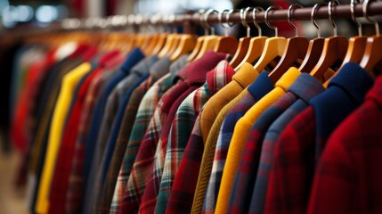 Fototapeta premium Elegant array of women s coats elegantly presented in a fashionable clothing store