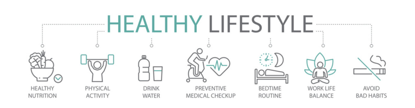 healthy lifestyle - thin line two-tone icon concept vector illustration - nutrition, physical activity and fitness