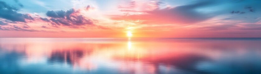 Peaceful Sunset over Calm Ocean - Stunning Background Image