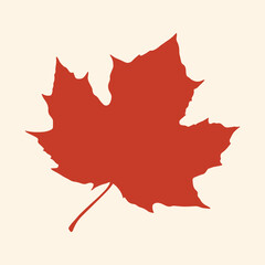 Red maple leaf silhouette. Vector illustration