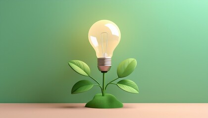 A creative concept showcasing a light bulb sprouting from a green plant, symbolizing growth and innovation in a sustainable world.