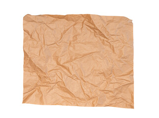 Abstract crumpled and creased recycle brown craft paper texture background isolated on white background