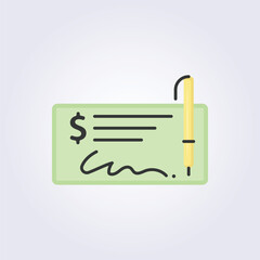 flat paycheck banknote icon logo vector illustration design