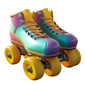 recommend clip art: Retro Roller Skates Clipart in 3D Render Style Isolated on Solid White Background  Sports Gear and Equipment for Skating Exercise and Recreation
