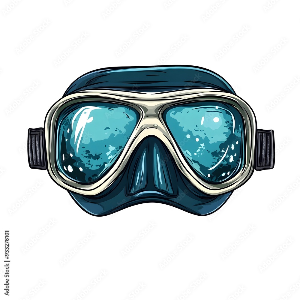 Wall mural diving mask clipart water sports accessory vector with clear on white background scuba diving snorke