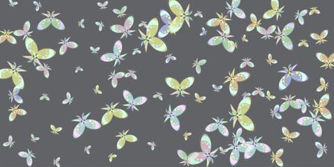 Heart of butterflies Valentine's day card pink butterfly hand drawn design vector.Color flying butterflies seamless pattern. 