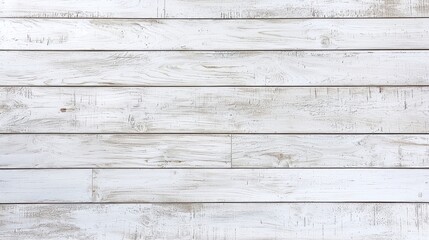 Obraz premium Close-up top view of a weathered white wooden floor or wall, showcasing natural wood grain texture.