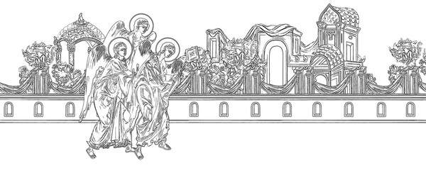 Obraz premium Angels. Coloring Christian page in Byzantine style