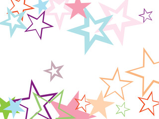 Colorful background with confetti of stars, for greeting cards and celebrations. Element for design. Suitable for drawing cards, cards, invitations, gifts.