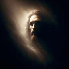 Fototapeta premium Portrait of Jesus Emerging from Darkness
