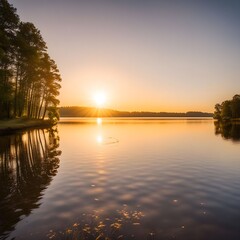 Fototapeta premium sunset over the river