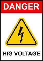 Electric shock sign. High voltage cable warning sign. High voltage equipment. Caution, do not touch the cable. Warning electrical hazard. Do not open electrical panel.