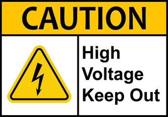 Electric shock sign. High voltage cable warning sign. High voltage equipment. Caution, do not touch the cable. Warning electrical hazard. Do not open electrical panel.