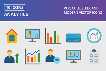 Analytics Flat Icon Set
