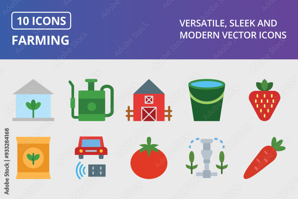 Wall mural Farming Flat Icon Set