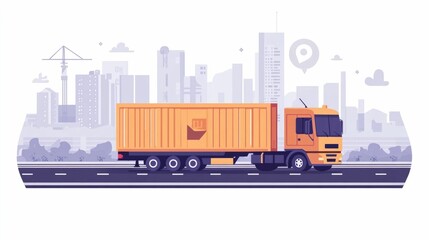 Naklejka premium Detailed Flat Design Depicting the Logistics of Monitoring and Tracking Goods in Transit Throughout the Supply Chain and Distribution Process